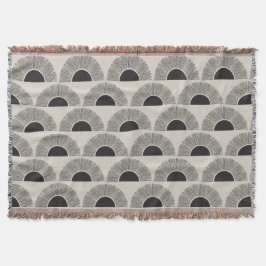 Manta Moderno Patrón de arte abstracto negro y beige del