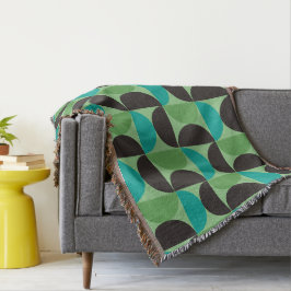 Manta Moderno, verde marrón y turquesa de mediados de si