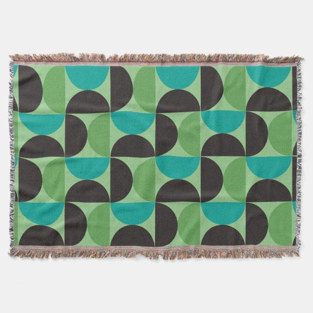 Manta Moderno, verde marrón y turquesa de mediados de si (Anverso)