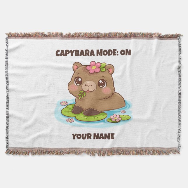 Manta Modo Capybara Kawaii Lindo Personalizado (Anverso)