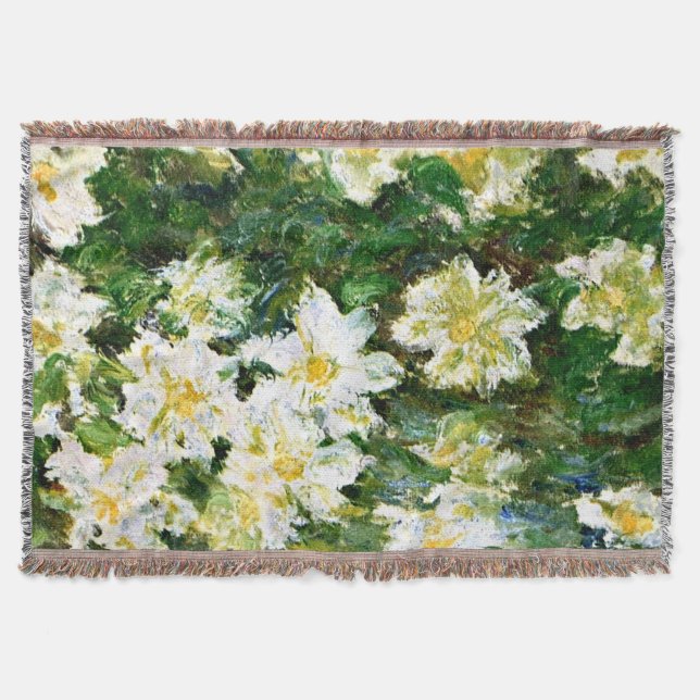 Manta Monet - Clematis blancos, famosa pintura floral (Anverso)