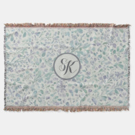 Manta Mongrama de lavanda y hoja verde