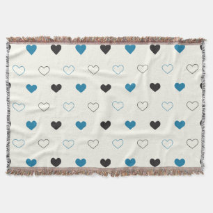 Manta Mono azul negro crema de Patrón de Corazón Simple 