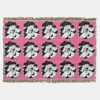 Manta Monocromo Floral Pink Pop Throth Blanket