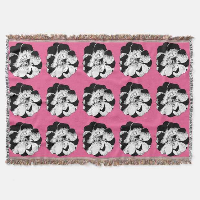Manta Monocromo Floral Pink Pop Throth Blanket (Anverso)