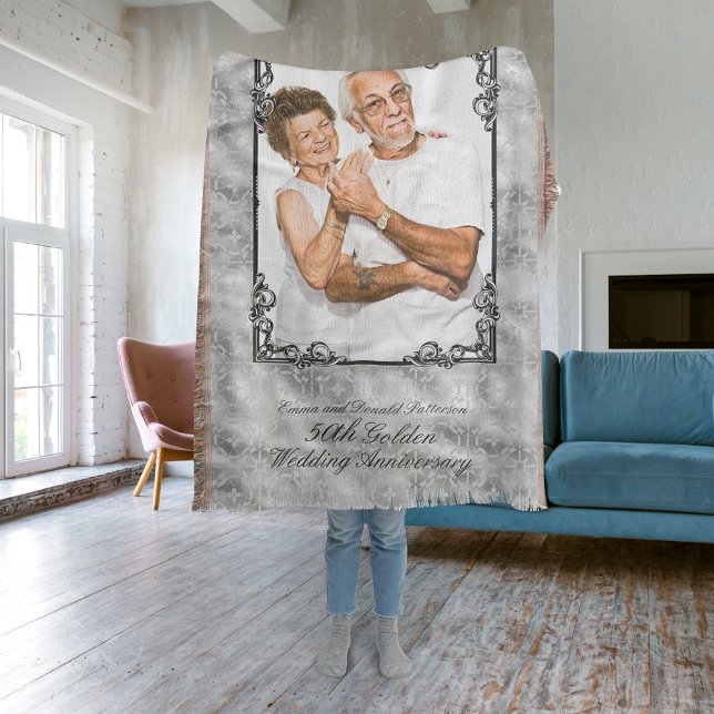 Manta Monograma de la foto del 50 aniversario del Boda d (Subido por el creador)
