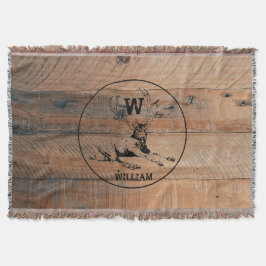 Manta Monograma de madera rústica personalizado