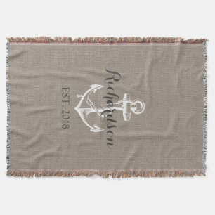 Manta Monograma del Boda de anclaje de cosecha rusa