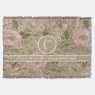 Manta Monograma floral botánico de flores silvestres mod
