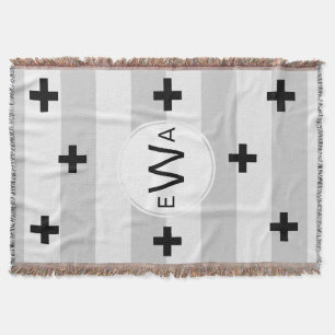 Manta Monograma: franjas grises de estilo escandinavo mo