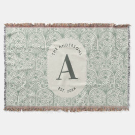Manta Monograma personalizado de apellido familiar Verde