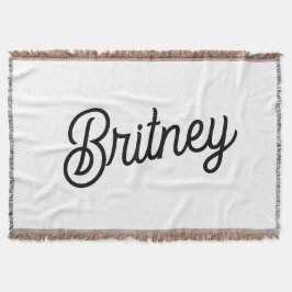 Manta Monograma y nombre personalizados de blanco negro 