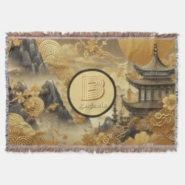 Manta Monogramado de goteo dorado en pintura china