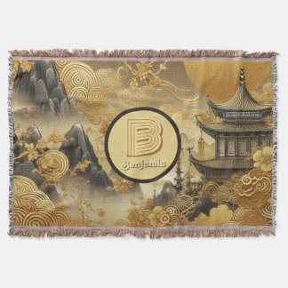 Manta Monogramado de goteo dorado en pintura china