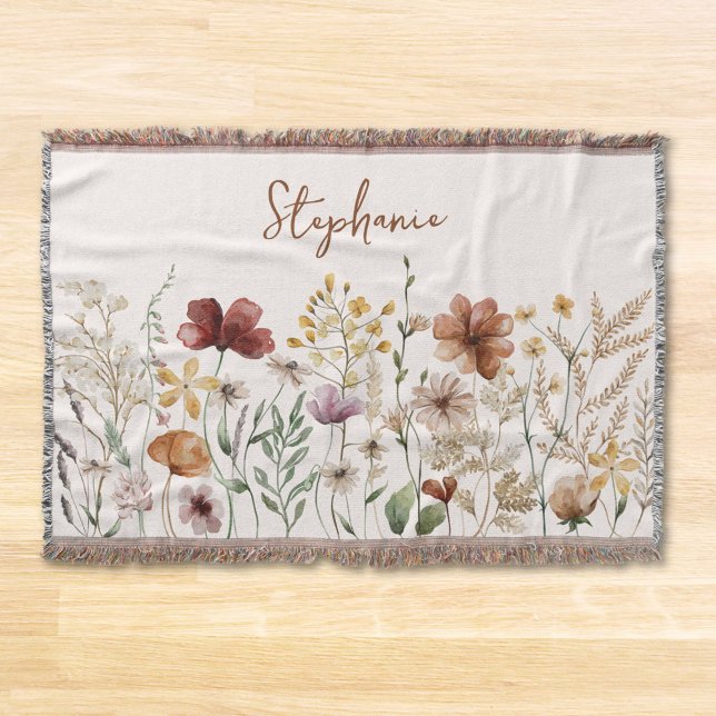 Manta Monogramo acuarela Bonito de flor silvestre Floral (Subido por el creador)