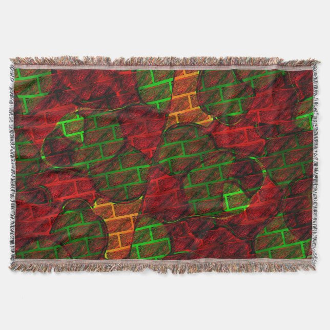 Manta Montaje de imágenes diferentes, ladrillo, rojo, ve (Anverso)