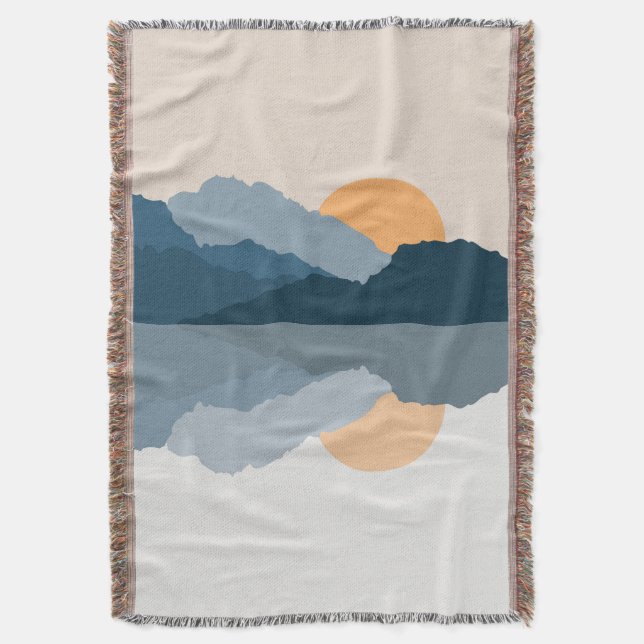 Manta Montañas azules reflejadas en el lago (Frente vertical)