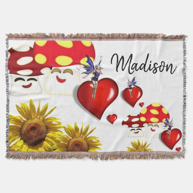 Manta Montañas de hongos de hadas de girasol (Anverso)