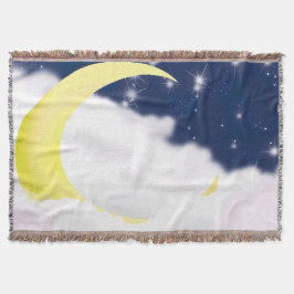 Manta Moon In Soft Clouds Throw Blanket