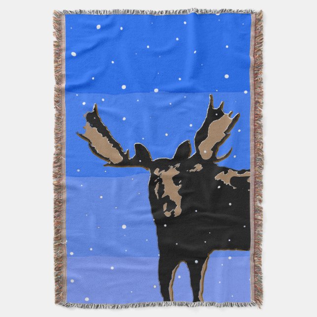Manta Moose in Winter - Original Wildlife Art (Frente vertical)