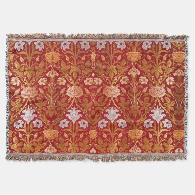 Manta Morris - Patrón de flores Rosa y Lily de la época  (Anverso)