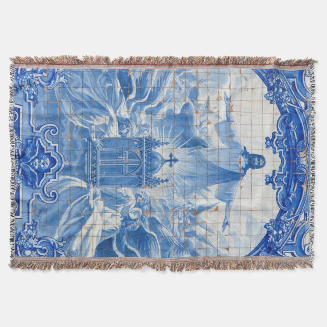 Manta Mosaico azul de azulejos de Jesús, Portugal (Anverso)