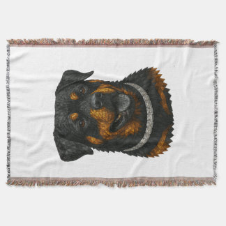 Manta Mosaico de Piedras Preciosas Retrato de Rottweiler