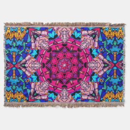 Manta Mosaico rosa Mandala Floral Psicodélico Retro