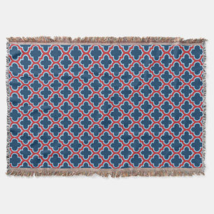 Manta Mosaicos marroquíes azules y rojos, Entramado, Cua