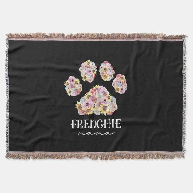 Manta Mother Art Frenchie Mama Floral Paw French Bulldog (Anverso)