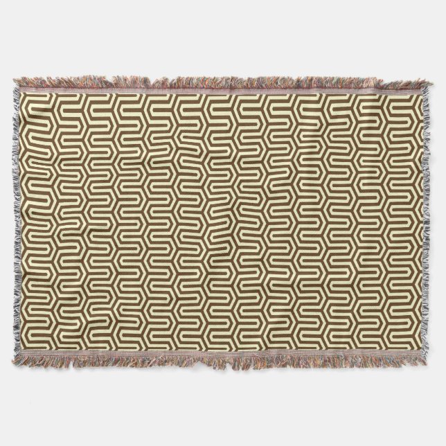Manta Motif egipcio Deco - chocolate y crema (Anverso)