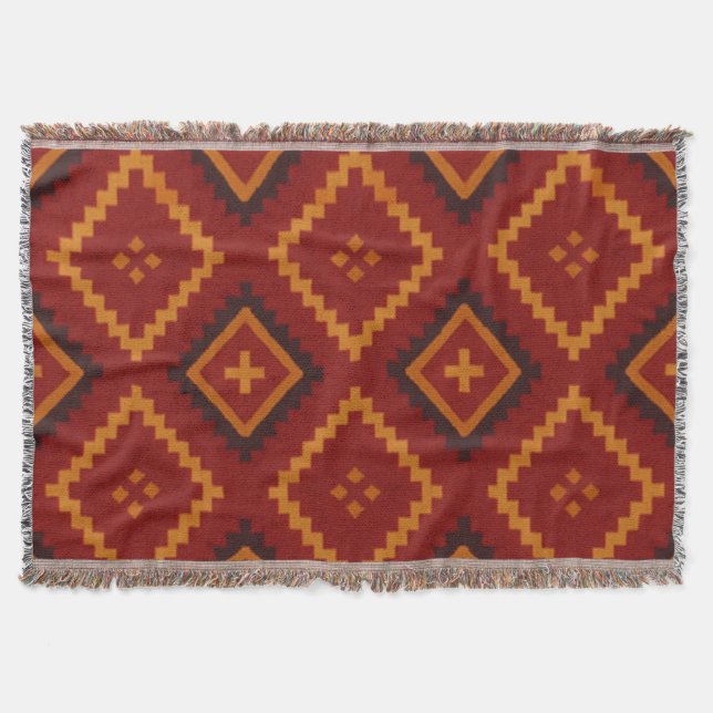 Manta Motivos geométricos rojos y negros (Anverso)