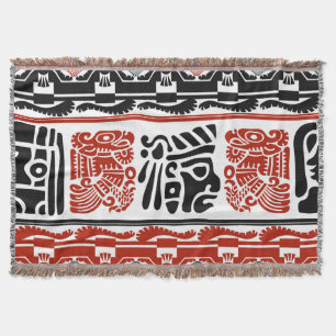 Manta Motivos indios, rojo negro, patrón sin costuras.