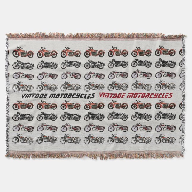 Manta MOTOCICLETAS VINTAGE negro blanco rojo (Anverso)
