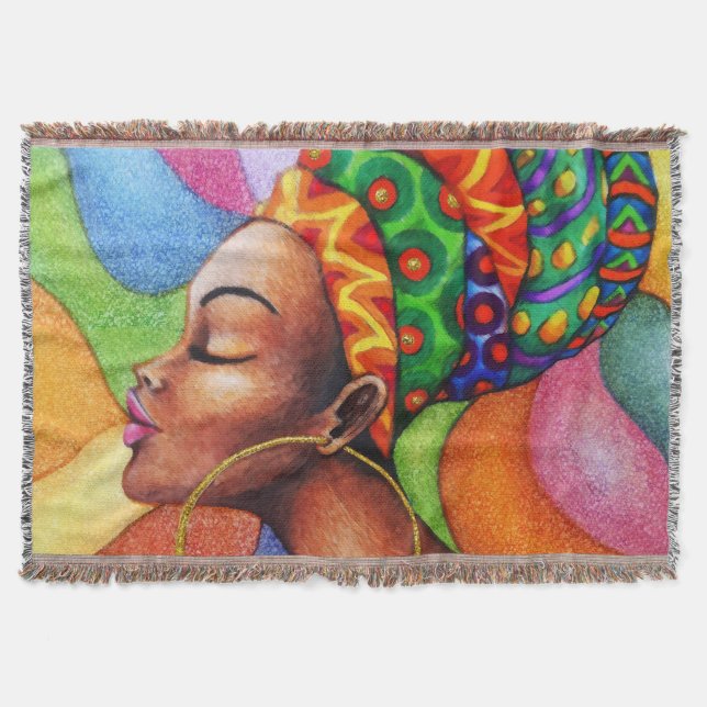 Manta Mujer africana con tejidos tradicionales de cera (Anverso)