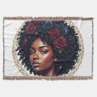 Manta Mujer Negra Floral Afro