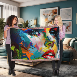 Manta Mujer pintada de belleza brillante frente a un est