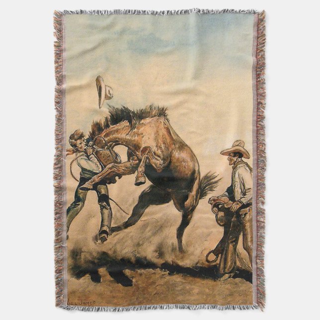 Manta "Mule" Arte Occidental de Will James (Frente vertical)