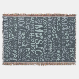 Manta Música Géneros Word Collage personalizado lanzar m