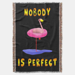 Manta Nadie es perfecto - flamingo con anillo de natació