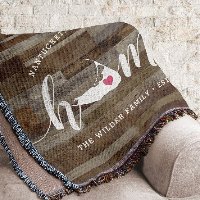 Manta Nantucket Home Town Personalizada Wood Look (Subido por el creador)