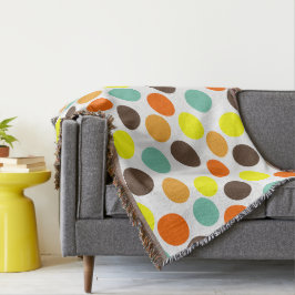 Manta Naranja, amarillo, marrón, puntos azules