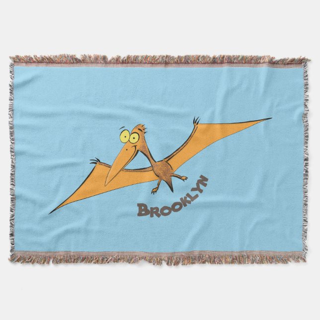 Manta Naranja lindo y gracioso personalizado pterodáctil (Anverso)