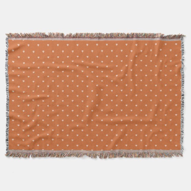 Manta Naranja quemado Mini corazón fondo (Anverso)