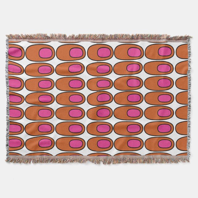 Manta Naranja repetitivo y óvalos rosados (Anverso)