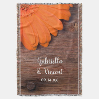 Manta Naranja Rústico Daisy y Barn Wood Country Wedding