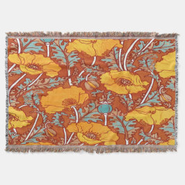 Manta Naranja Vintage Poppy Throw Blanket