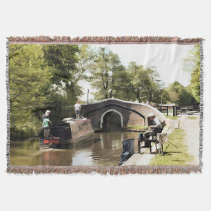 Manta NARROWBOAT ON THE CANAL Throw Blanket