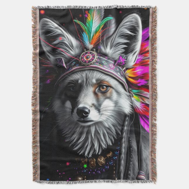Manta Native American Fox art (Frente vertical)