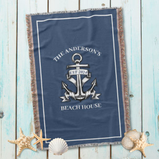 Manta Nautical Beach House Nombre Familia Est Barco Ancl